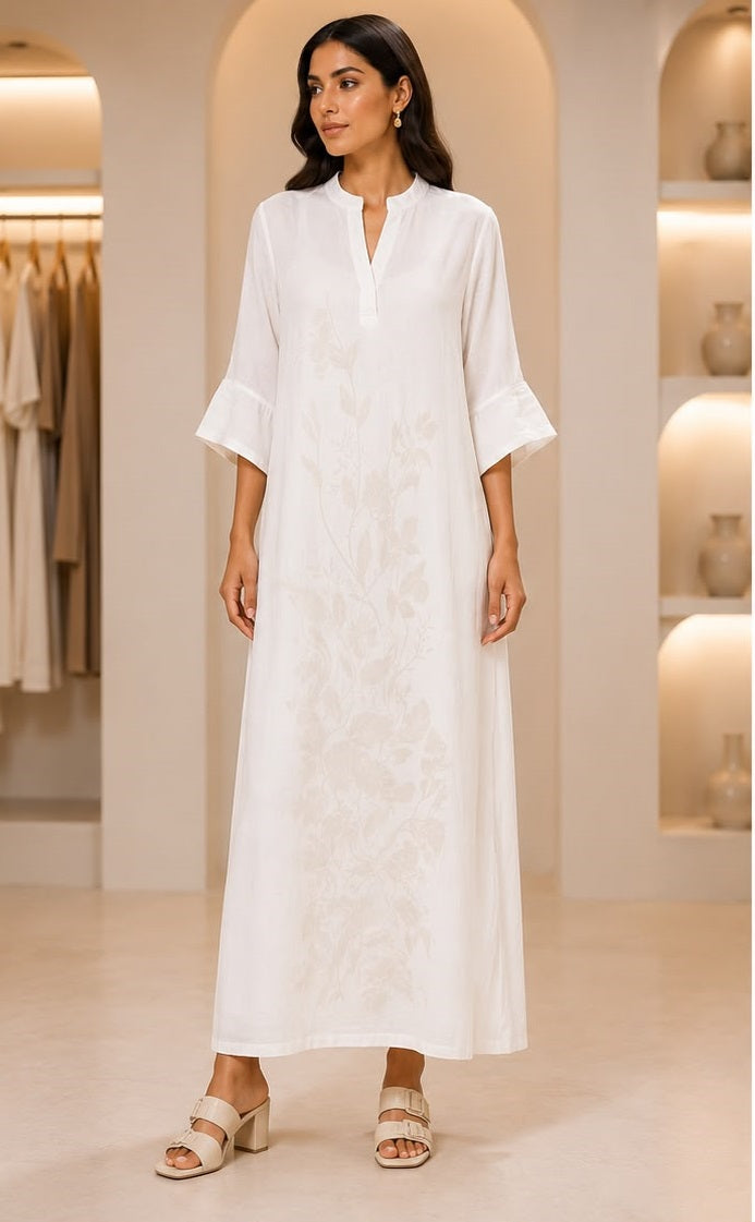 Women's Subtle Floral Embroidered Kaftan Dress / Resort Wear Maxi – Parker Robinson