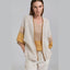 Tricot Chic Beige Color Block Kimono Sleeve Knit Cardigan
