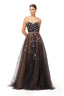 Black Crystal Embellished Sweetheart Tulle Ball Gown with Beaded Straps