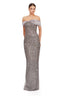 Celeste Silver Off-Shoulder Sequin Mermaid Evening Gown