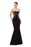 Black Crystal Embellished Sweetheart Mermaid Evening Gown with Beaded Straps