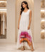 Watercolor Breeze Sleeveless Maxi Dress – White Multicolor Printed Flowy Summer Dress