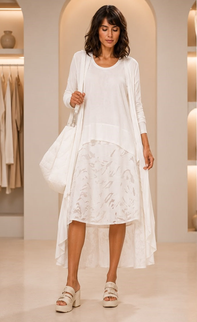 Women's Off-White Flowy 3-Piece Resort Wear & Casual Lounge Set
