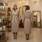 Max&Moi Double-Face Wool Blend Belted Coat with Sequin Knit Cuffs