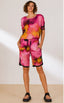 Women’s Vibrant Watercolor Print Athletic Shorts Set / Casual Loungewear Co-ord