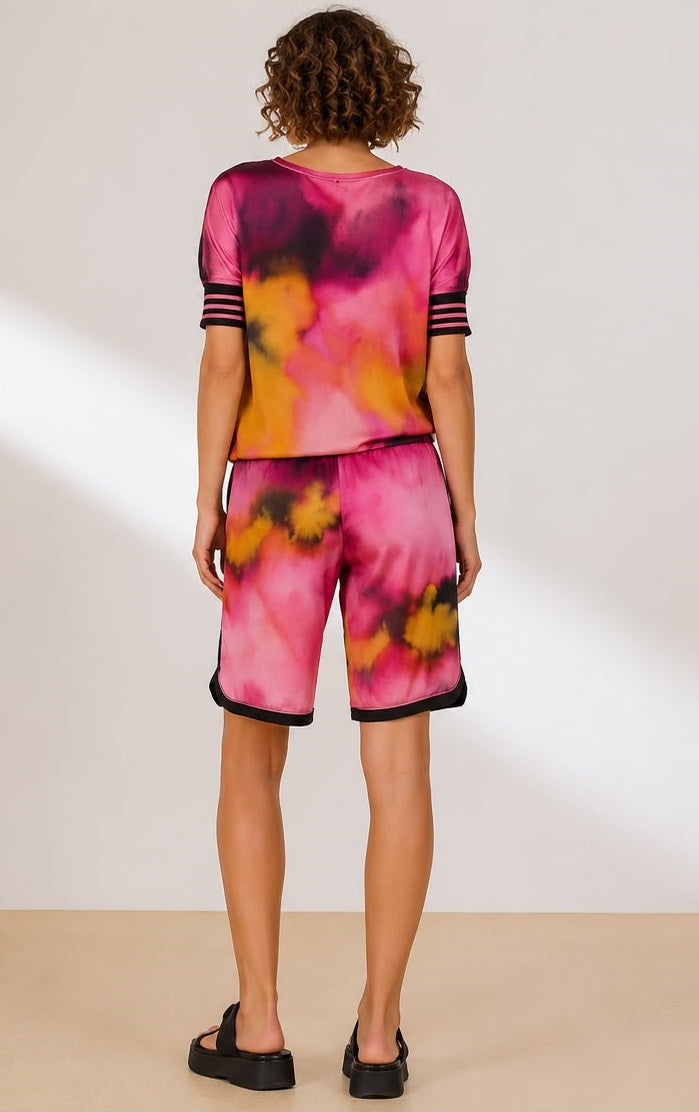 Women’s Vibrant Watercolor Print Athletic Shorts Set / Casual Loungewear Co-ord