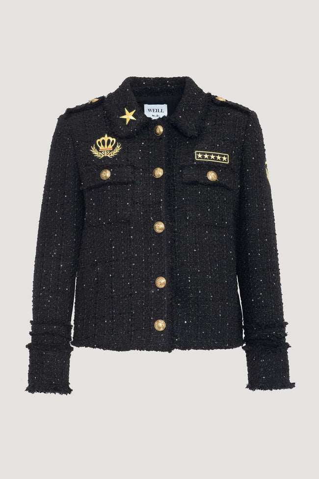 Tweed shirt jacket with patches Main Image