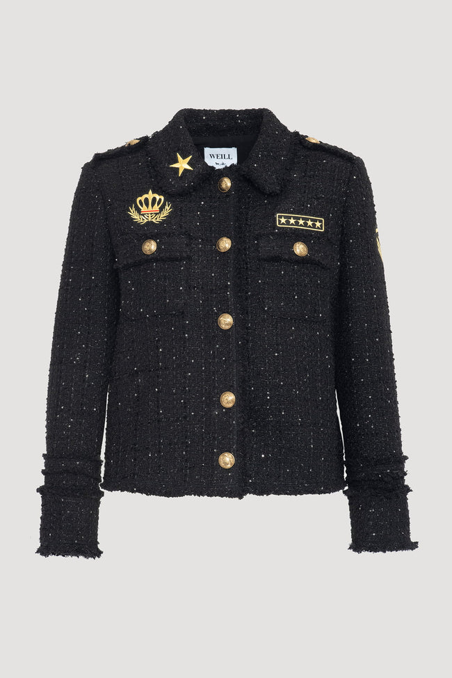 Tweed shirt jacket with patches Main Image