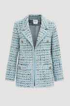 Pastel tweed blazer with braiding
