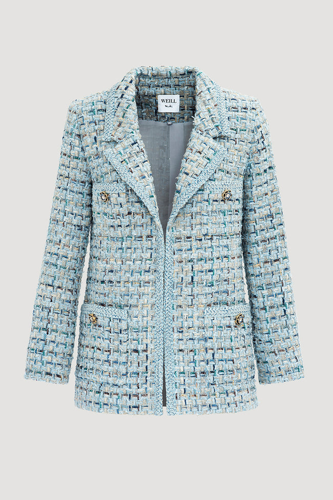 Pastel tweed blazer with braiding Main Image
