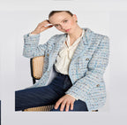 Pastel tweed blazer with braiding