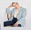 Pastel tweed blazer with braiding