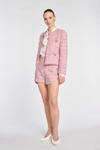 Pastel tweed jacket with braiding