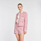 Pastel tweed jacket with braiding