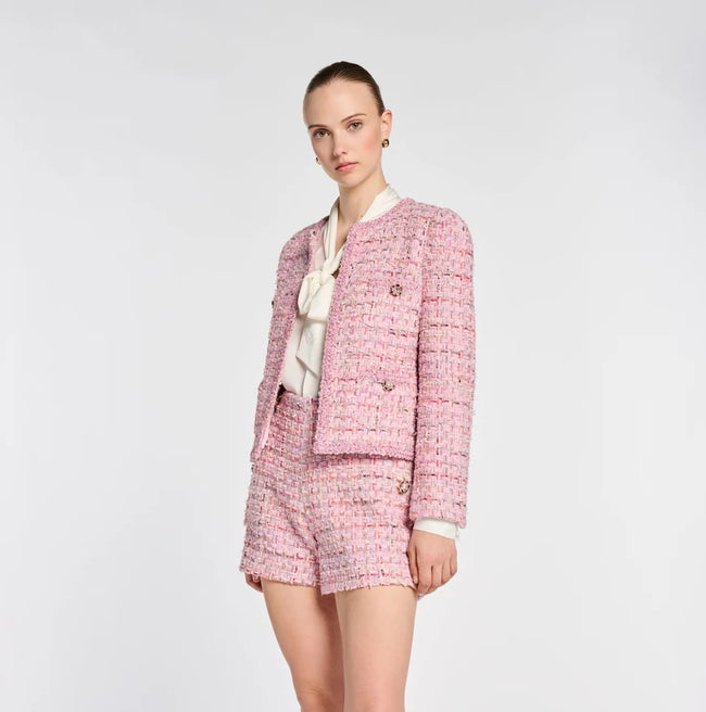 Pastel tweed jacket with braiding Hover Image