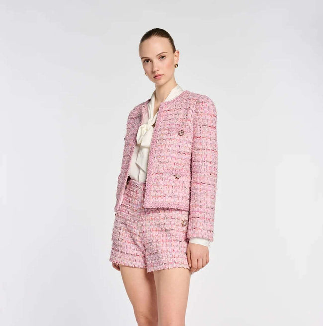 Pastel tweed jacket with braiding Hover Image