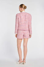 Pastel tweed jacket with braiding