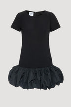 Mixed-fabric balloon dress