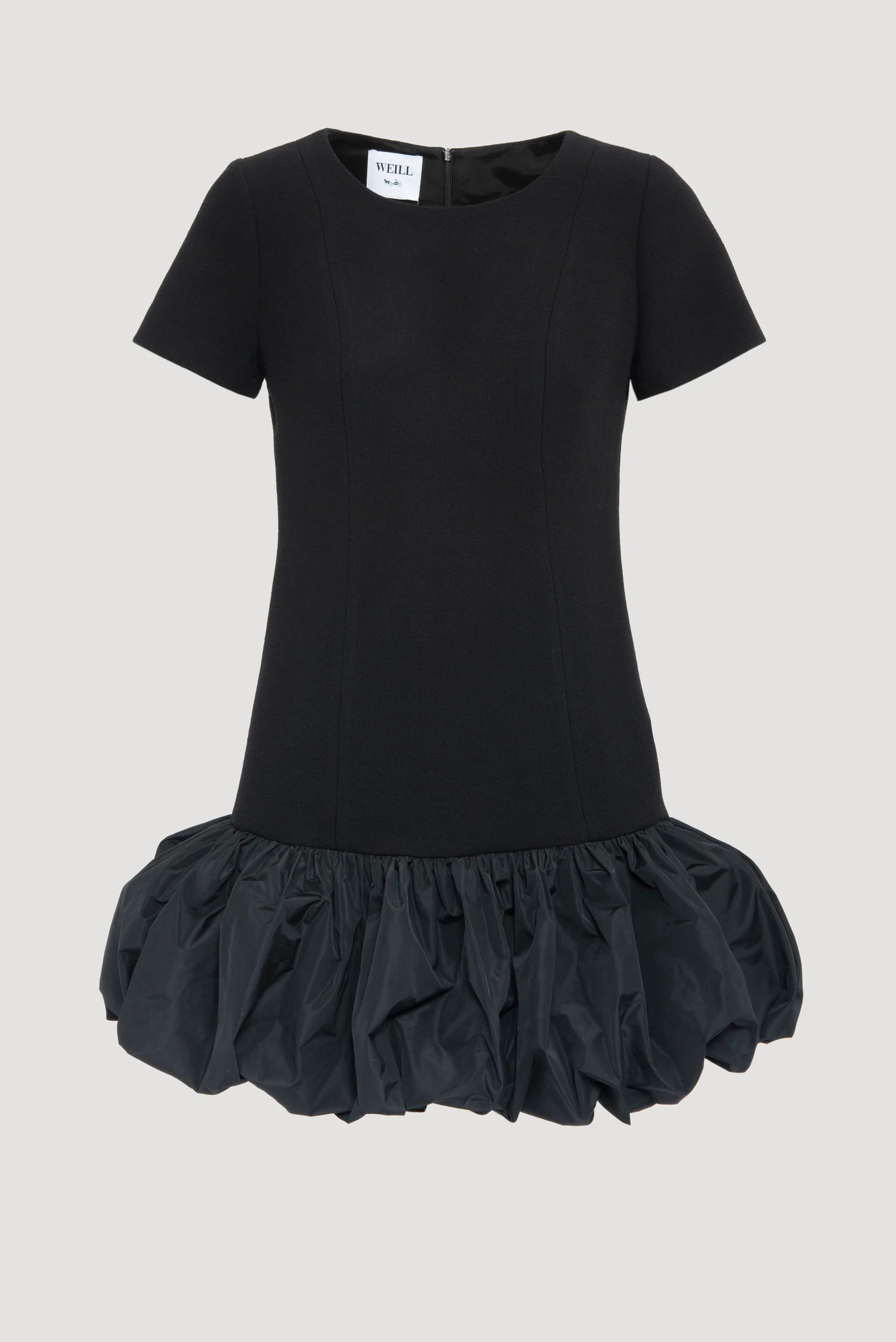 Mixed-fabric balloon dress