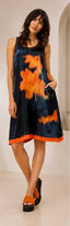 Women’s Water-Color Floral Tank Dress with Contrast Color-Block Hem