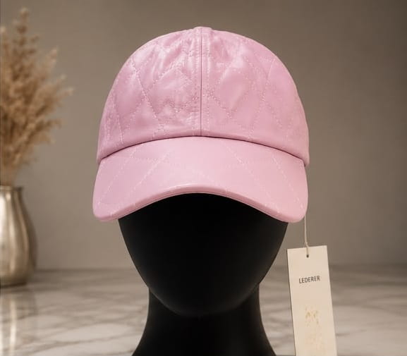 Blush Pink Genuine Lamb Leather Baseball Cap – Premium Adjustable Unisex Cap
