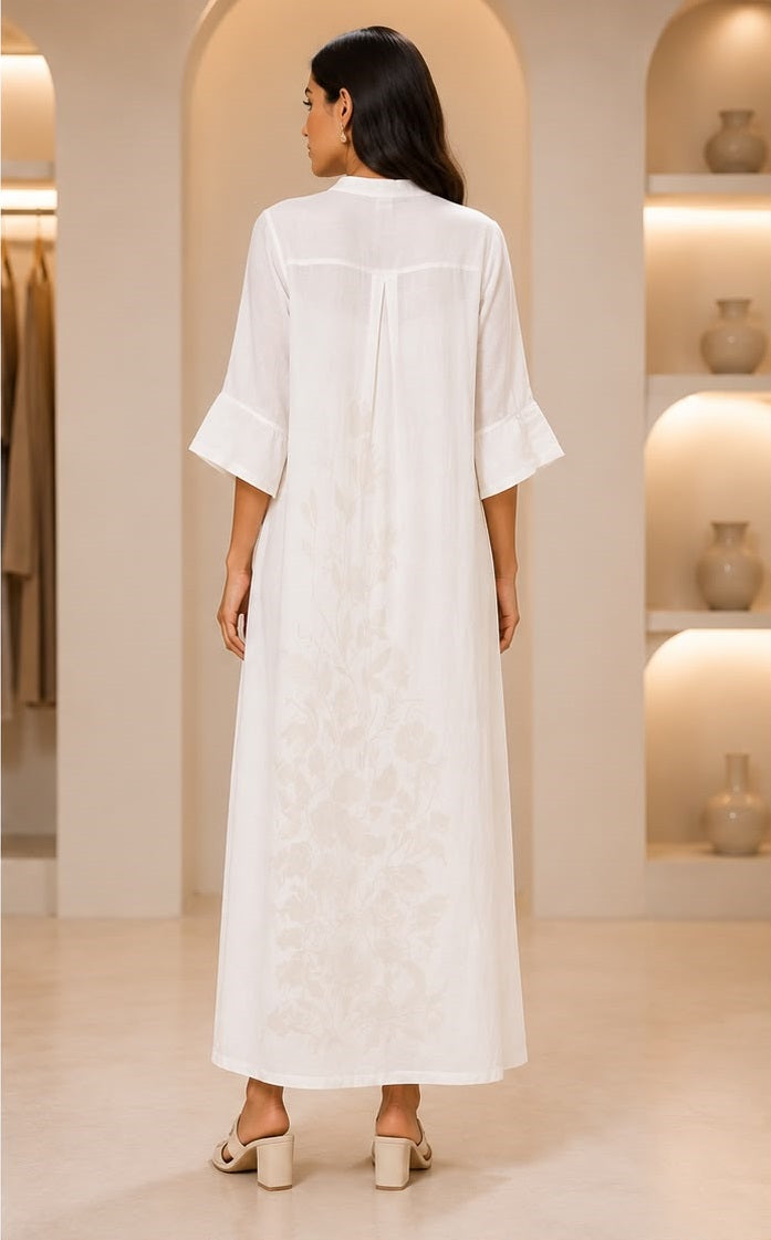 Women's Subtle Floral Embroidered Kaftan Dress / Resort Wear Maxi – Parker Robinson