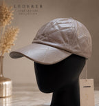 Taupe Genuine Lamb Leather Baseball Cap – Premium Adjustable Unisex Cap