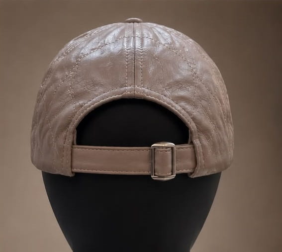 Taupe Genuine Lamb Leather Baseball Cap – Premium Adjustable Unisex Cap