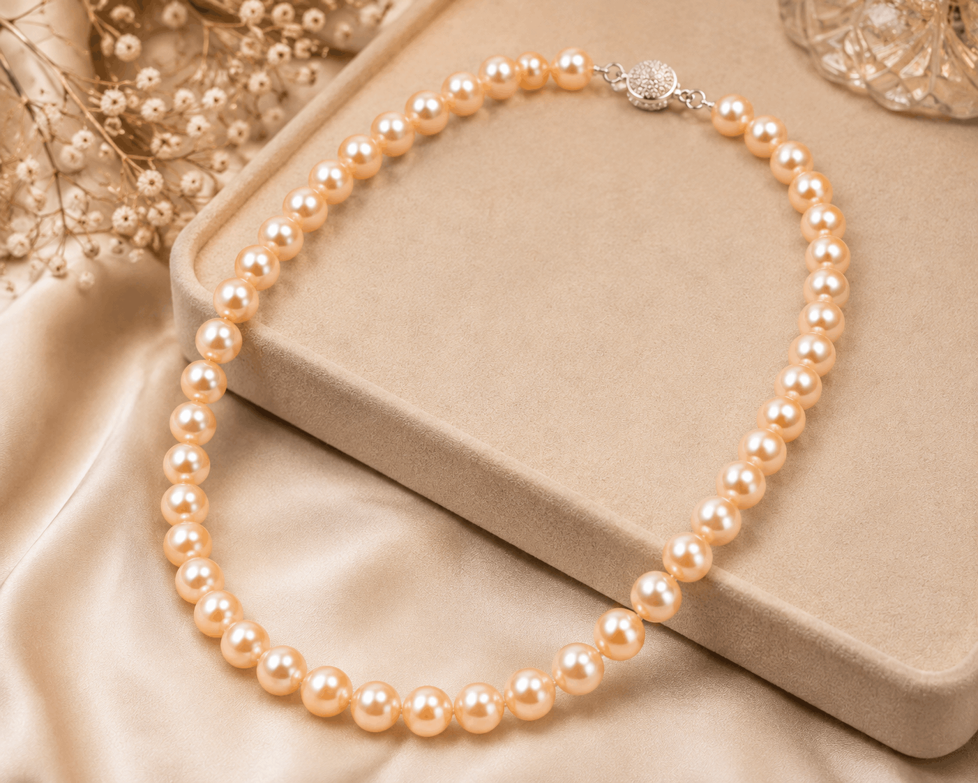 Peach Freshwater Pearl Necklace – AAA Quality, 20"