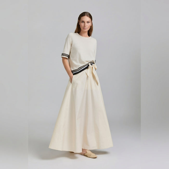 Tricot Chic Beige Contrast Trim Short-Sleeve Top Hover Image