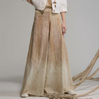 Tricot Chic Beige Washed-Effect Wide-Leg Trousers