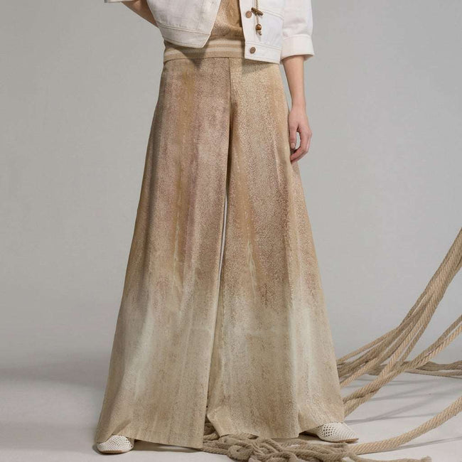 Tricot Chic Beige Washed-Effect Wide-Leg Trousers Hover Image