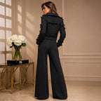 Tricot Chic Black Cropped Faux Fur Trim Cardigan