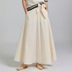 Tricot Chic Ivory Tie-Belt A-Line Maxi Skirt