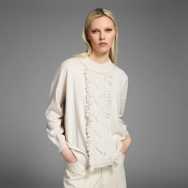Tricot Chic Fine Knit Sweater in Oyster Hover Image