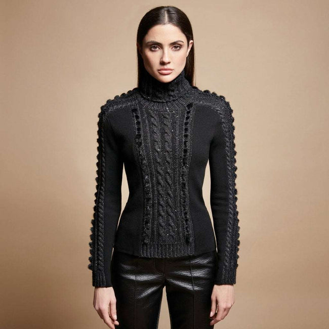 Tricot Chic Black Luxury Polo Neck Sweater Main Image