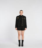 Tweed shirt jacket with patches