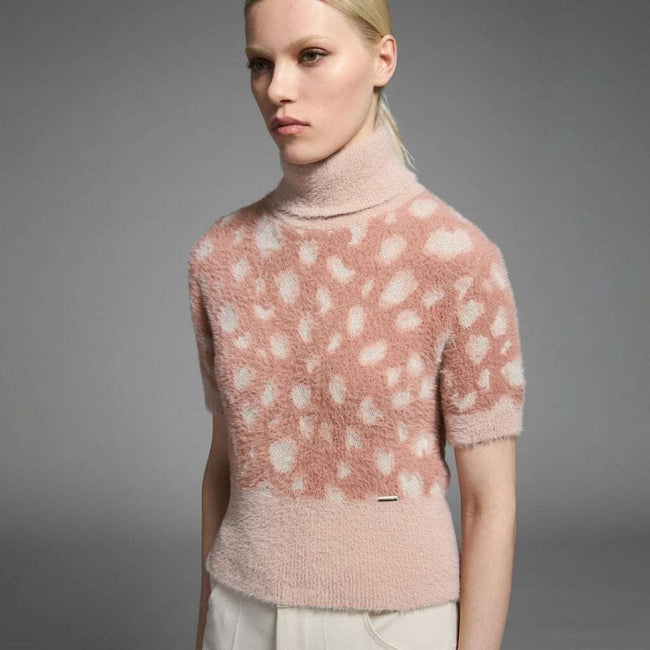 Tricot Chic Peach Polka Dot Polo Knit Hover Image
