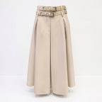 Tricot Chic Double-Belted Pleated Midi Skir