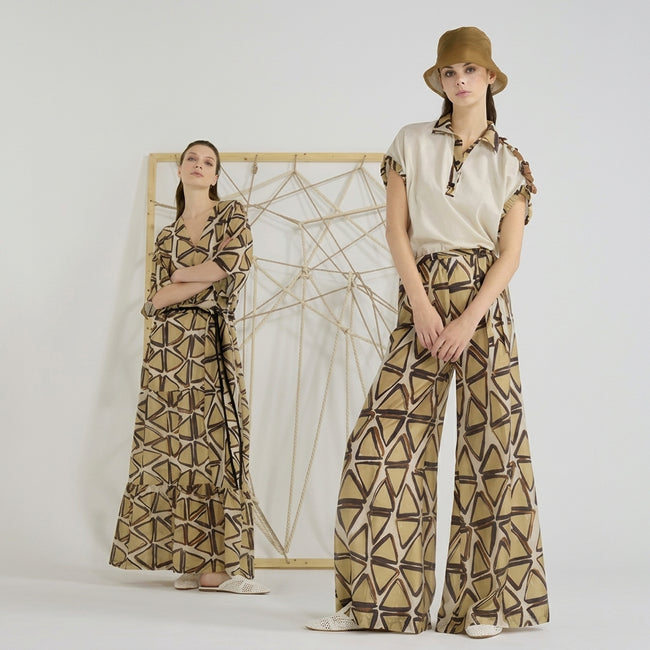 Tricot Chic Geometric Print Wide-Leg Trousers Hover Image