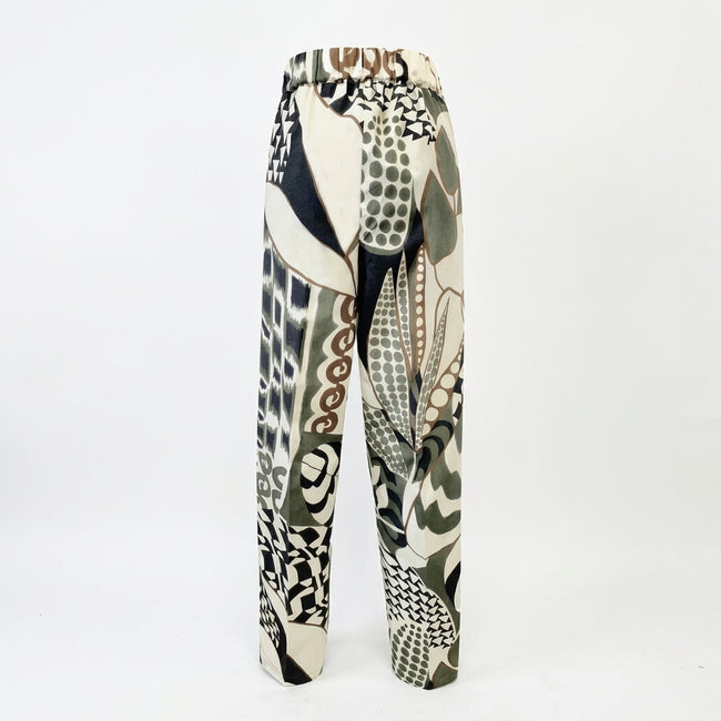 Tricot Chic Kaki Abstract Print Relaxed Trousers Main Image