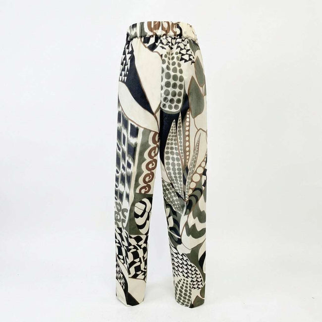 Tricot Chic Kaki Abstract Print Relaxed Trousers Main Image
