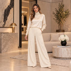 Tricot Chic Cream Silky Polo Neck Top
