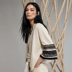 Tricot Chic Beige Contrast Trim V Neck Cardigan Jacket