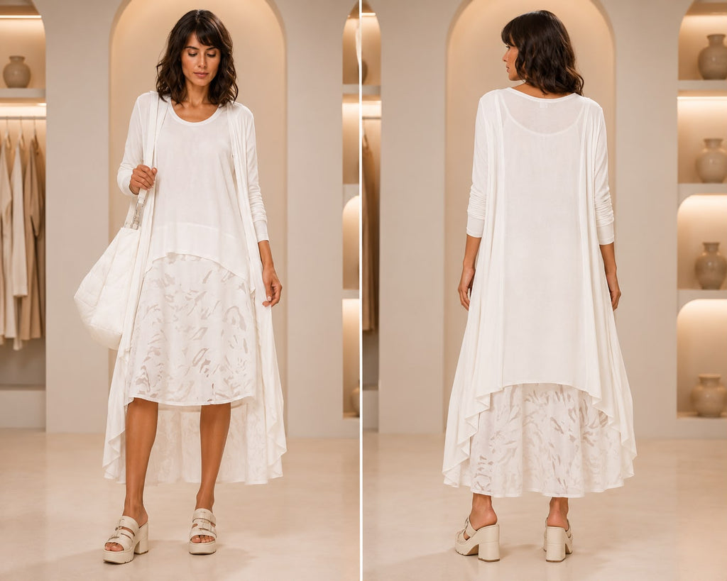 Women's Off-White Flowy 3-Piece Resort Wear & Casual Lounge Set