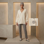 Max & Moi Luxury Oversized Off-White Knit Cardigan & Beanie Set
