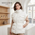 Max & Moi Paris Premium Designer White Sleeveless Puffer Jacket