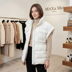 Max & Moi Paris Premium Designer White Sleeveless Puffer Jacket