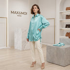 Max & Moi Paris Turquoise Long Silk Shirt / Blouse