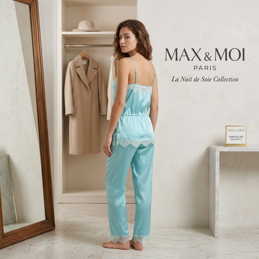 Max & Moi Luxury Silk & Lace Camisole – Turquoise